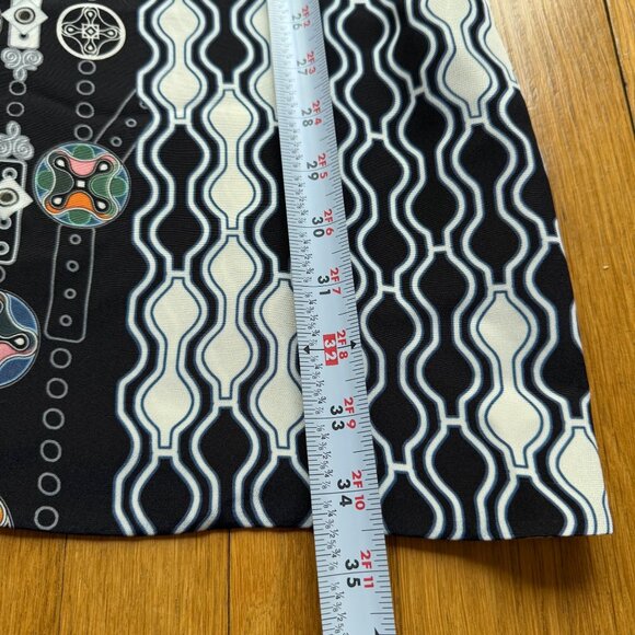 Peter Pilotto Size 8 Black Geometric Silk Short Sleeve Mini Shift Dress - Picture 9 of 16